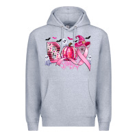 Heather Grey boo pink pumpkin witch breast cancer Premium Hoodie - CowGirlArtShop