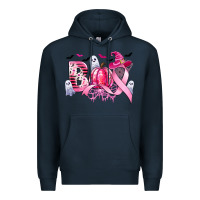 Navy boo pink pumpkin witch breast cancer Premium Hoodie - CowGirlArtShop