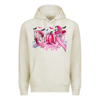 Oatmeal Heather boo pink pumpkin witch breast cancer Premium Hoodie - CowGirlArtShop