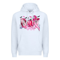 White boo pink pumpkin witch breast cancer Premium Hoodie - CowGirlArtShop