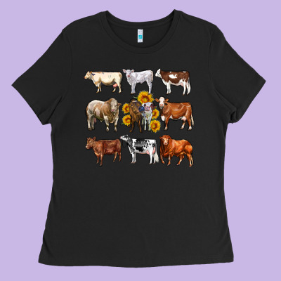 Western Cowsand Sunflowers Ladies Tee Designed By Adodesignshop