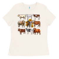 Bone western cowsand sunflowers Ladies Tee - AdoDesignShop