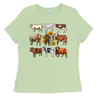 Matcha western cowsand sunflowers Ladies Tee - AdoDesignShop