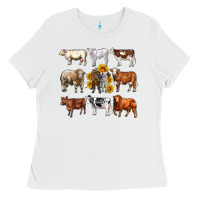 White western cowsand sunflowers Ladies Tee - AdoDesignShop
