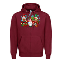 Burgundy christmas gnome truck Zipper Hoodie - texasbilliewilder