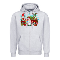 Heather Grey christmas gnome truck Zipper Hoodie - texasbilliewilder
