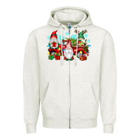 Oatmeal Heather christmas gnome truck Zipper Hoodie - texasbilliewilder