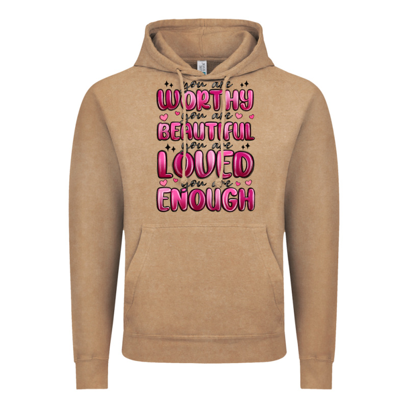 You Are Worthy You Are Beautiful Vintage Hoodie by MaliasSmallBusiness | Teevron