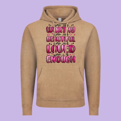You Are Worthy You Are Beautiful Vintage Hoodie Designed By Maliassmallbusiness
