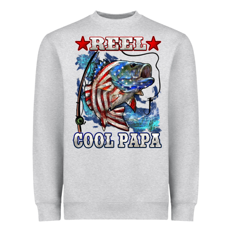 Reel Cool Papa American Flag Bass Fishing Heavyweight Sweatshirt by LillyAllenDesigns | Teevron