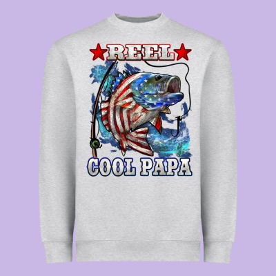 Reel Cool Papa American Flag Bass Fishing Heavyweight Sweatshirt Designed By Lillyallendesigns