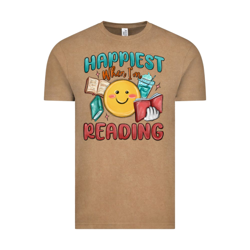 Happiest When I'm Reading Vintage Tee by MaliasSmallBusiness | Teevron