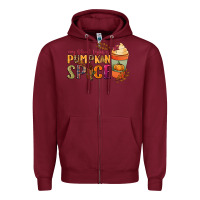 Burgundy my blood type is pumpkin spice Zipper Hoodie - NancyCooperArtShop