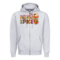 Heather Grey my blood type is pumpkin spice Zipper Hoodie - NancyCooperArtShop