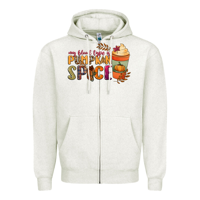 My Blood Type Is Pumpkin Spice Zipper Hoodie by NancyCooperArtShop | Teevron