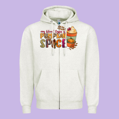 My Blood Type Is Pumpkin Spice Zipper Hoodie Designed By Nancycooperartshop