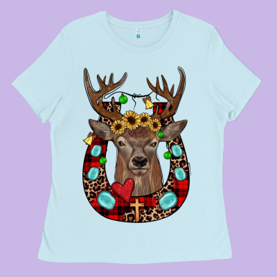Christmas Horseshoe Ladies Tee Designed By Jahusdesignshop