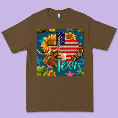 4th Of July Texas Map With Cow Seamless Pattern Premium Tee Designed By Bundleandbundleshop