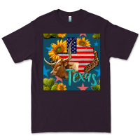 Plum 4th of july texas map with cow seamless pattern Premium Tee - BundleAndBundleShop