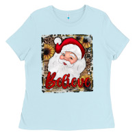 Baby Blue believe santa Ladies Tee - JahusDesignShop