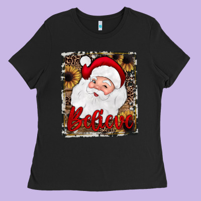 Believe Santa Ladies Tee Designed By Jahusdesignshop