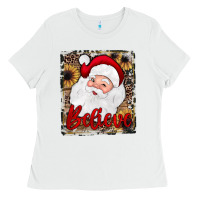 White believe santa Ladies Tee - JahusDesignShop