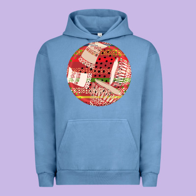 African Fabric Pattern Round Earrings 2 Urban Hoodie Designed By Bundleandbundleshop