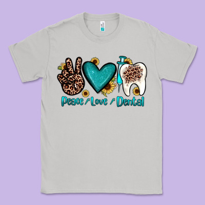 Peace Love Dental Classic Tee Designed By Jahusdesignshop