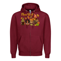 Burgundy Thankful afro gnome Zipper Hoodie - NancyCooperArtShop