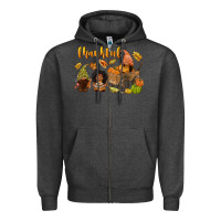 Charcoal Heather Thankful afro gnome Zipper Hoodie - NancyCooperArtShop