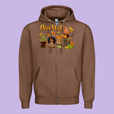 Thankful Afro Gnome Zipper Hoodie Designed By Nancycooperartshop