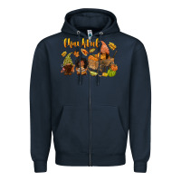 Navy Thankful afro gnome Zipper Hoodie - NancyCooperArtShop