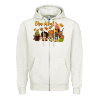 Oatmeal Heather Thankful afro gnome Zipper Hoodie - NancyCooperArtShop
