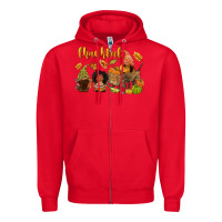 Red Thankful afro gnome Zipper Hoodie - NancyCooperArtShop