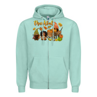 Seafoam Thankful afro gnome Zipper Hoodie - NancyCooperArtShop
