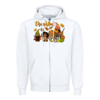 White Thankful afro gnome Zipper Hoodie - NancyCooperArtShop