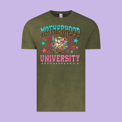 Motherhood University With Coffee Vintage Tee Designed By Nancycooperartshop
