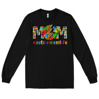 Black empowering autism mom life Long Sleeve Tee - LillyAllenDesigns