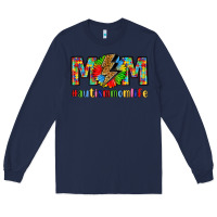 Navy empowering autism mom life Long Sleeve Tee - LillyAllenDesigns
