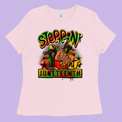 Steppin' Into Juneteenth Black Girl Sneakers Ladies Tee Designed By Ranaportraitstore