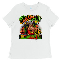 White Steppin' into Juneteenth black girl sneakers Ladies Tee - RanaPortraitStore