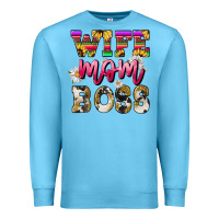 Ocean Blue Wife mom boss daisy Mother's Day Premium Sweatshirt - HowdyJamesFarm