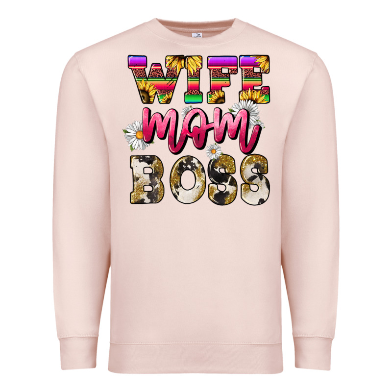 Wife Mom Boss Daisy Mother's Day Premium Sweatshirt by HowdyJamesFarm | Teevron