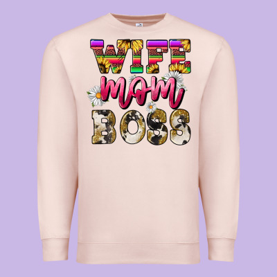 Wife Mom Boss Daisy Mother's Day Premium Sweatshirt Designed By Howdyjamesfarm