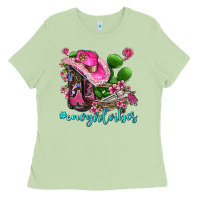 Matcha cowgirl vibes with boots and gun Ladies Tee - AdoDesignShop