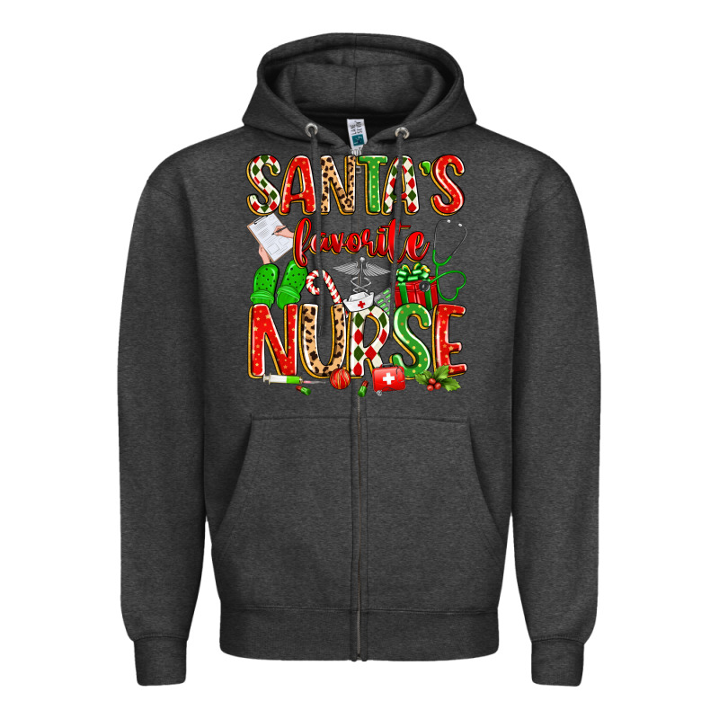 Santa's Favorite Nurse Zipper Hoodie by texasbilliewilder | Teevron
