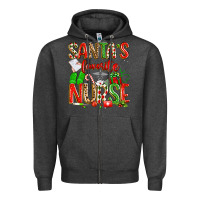 Charcoal Heather santa's favorite nurse Zipper Hoodie - texasbilliewilder