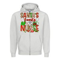 Dove Grey santa's favorite nurse Zipper Hoodie - texasbilliewilder