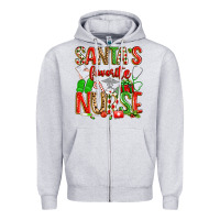 Heather Grey santa's favorite nurse Zipper Hoodie - texasbilliewilder