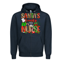 Navy santa's favorite nurse Zipper Hoodie - texasbilliewilder